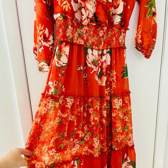 Fig and Flower Brown and Orange Ruffled Tiered Sundress - Picture 3 of 7